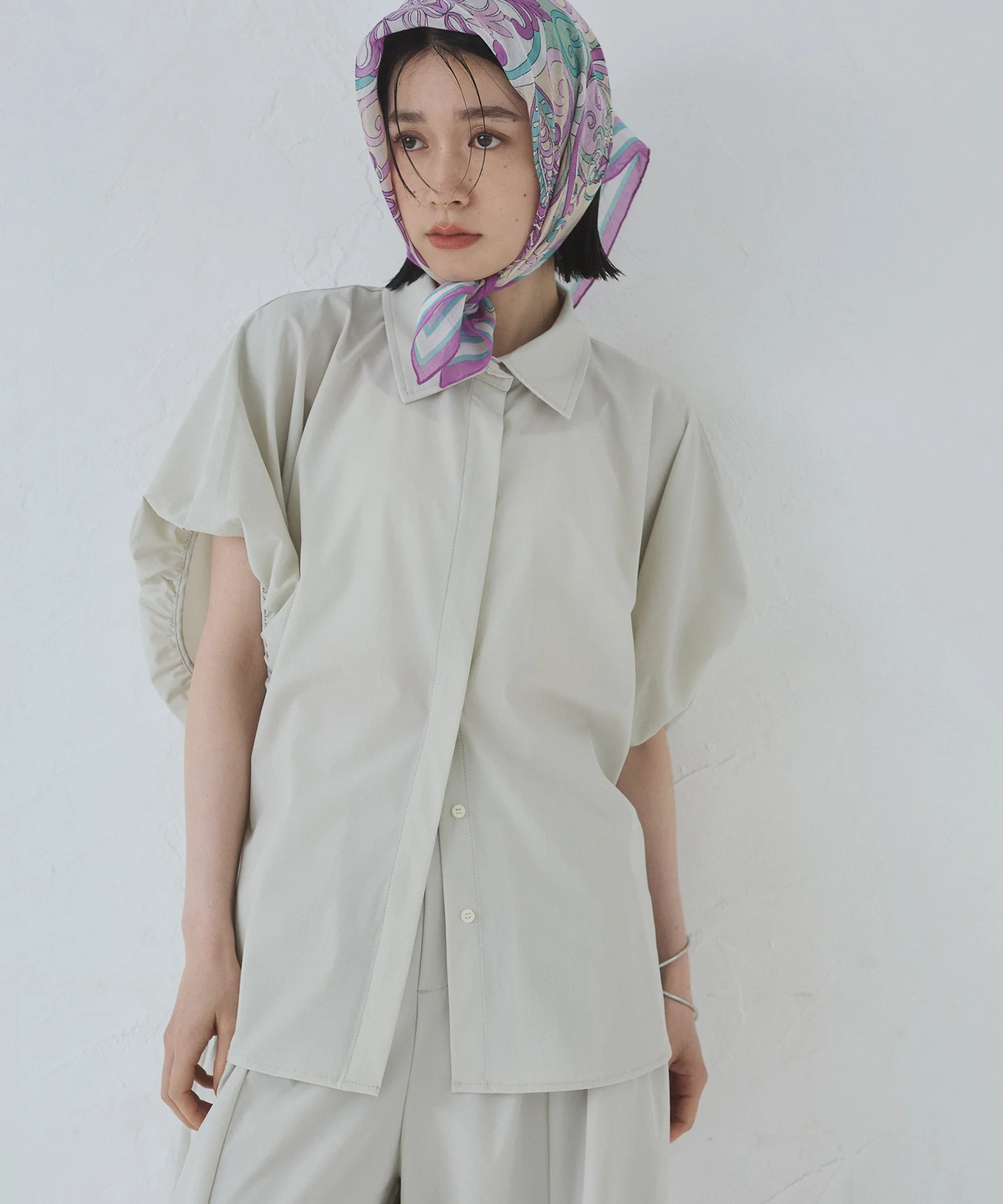 【接触冷感】 パフスリーブシャツ