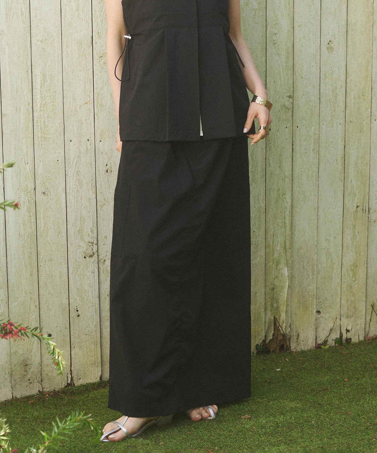 【接触冷感】シャーリング カーゴスカート