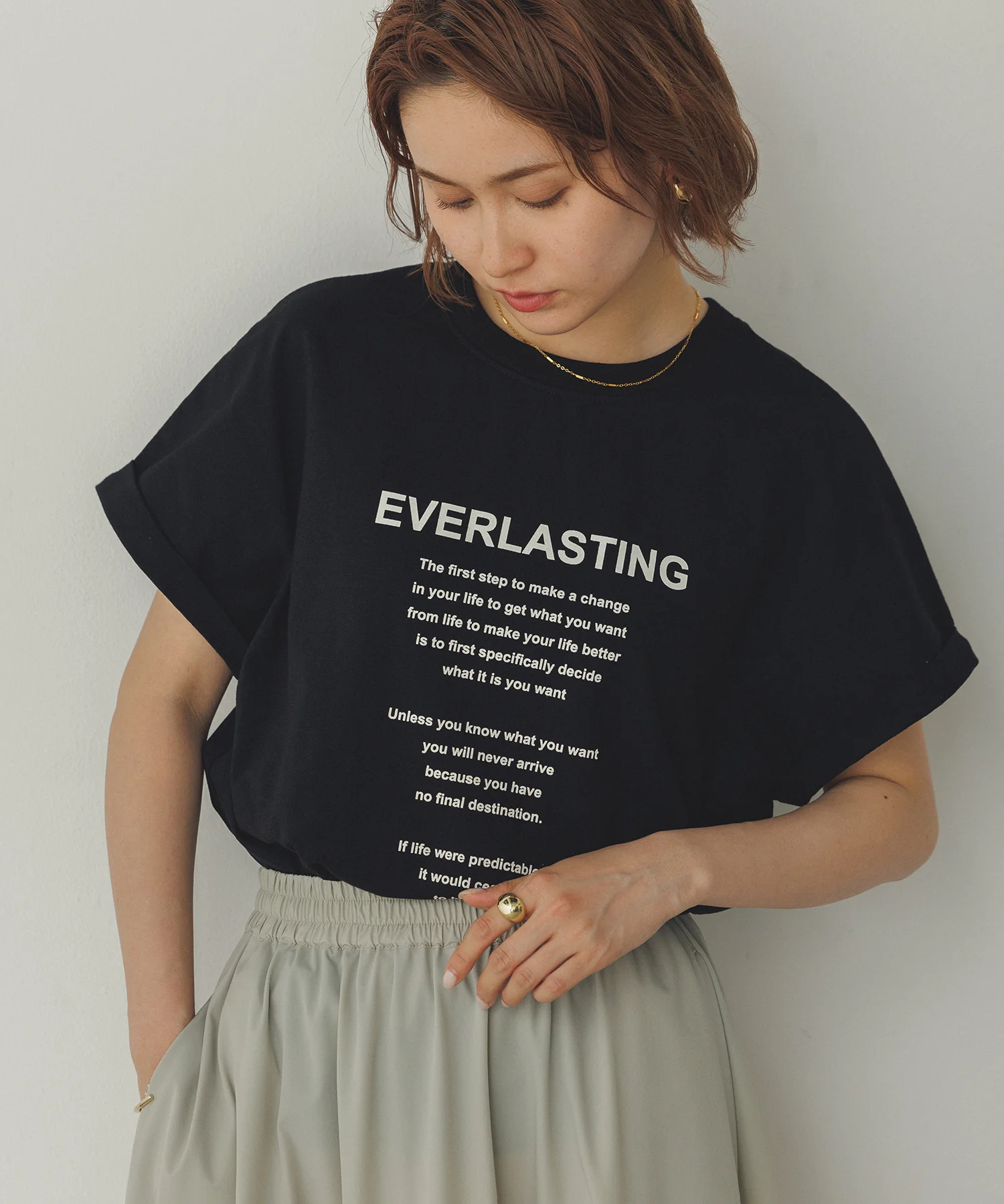 前後2WAY ロゴプリントTシャツ