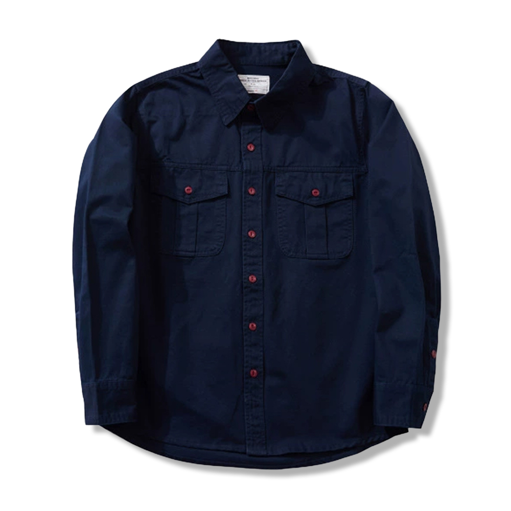 アメリカンレトロ風　無地ツイルワークシャツ