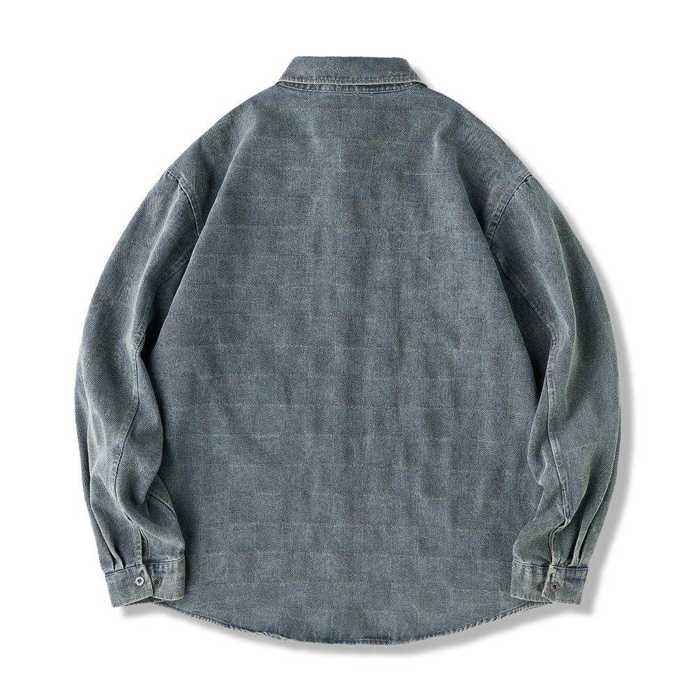 アメカジ　ヴィンテージ加工チェックデニムシャツ