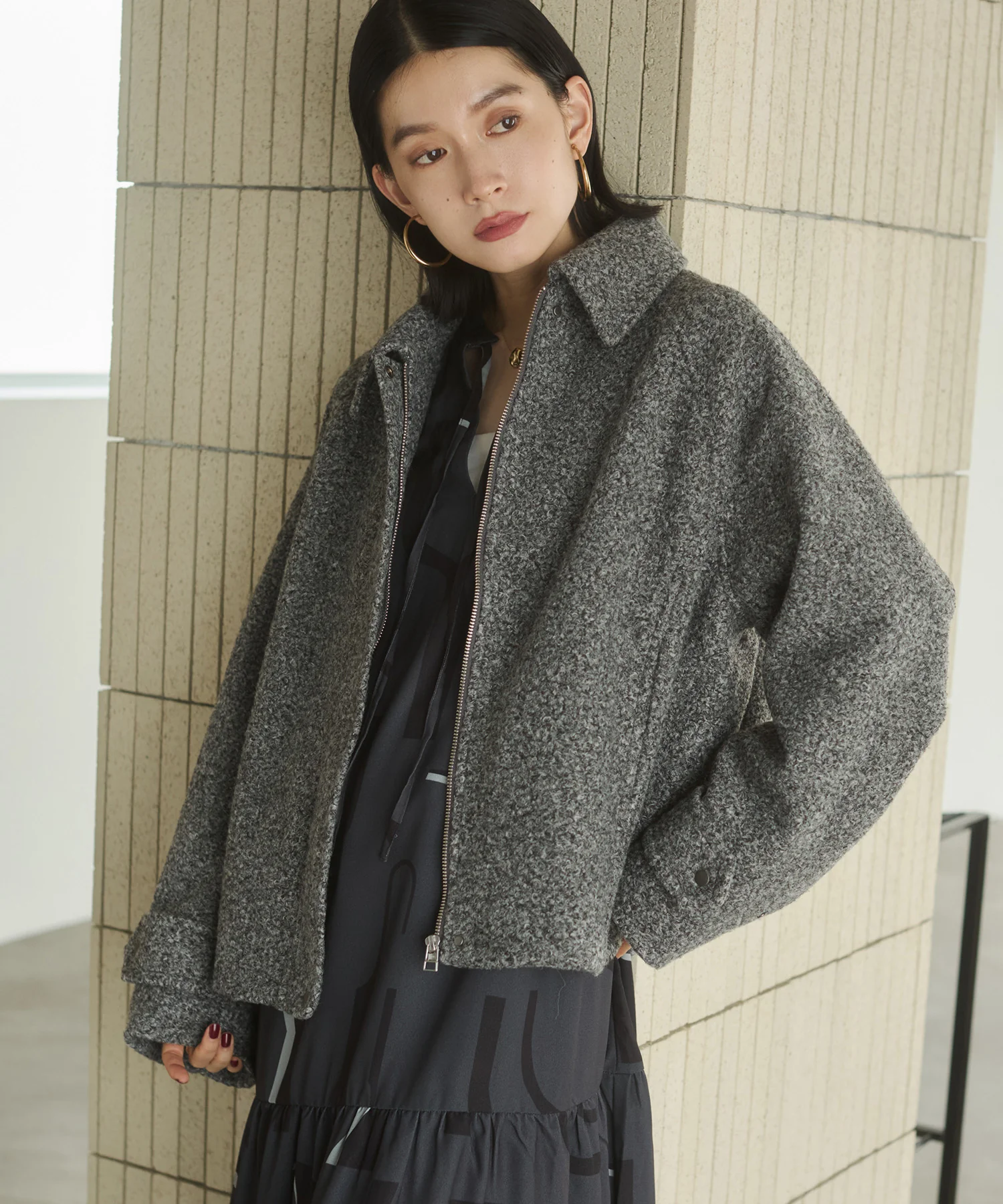 くるくるブークレ ショートブルゾン