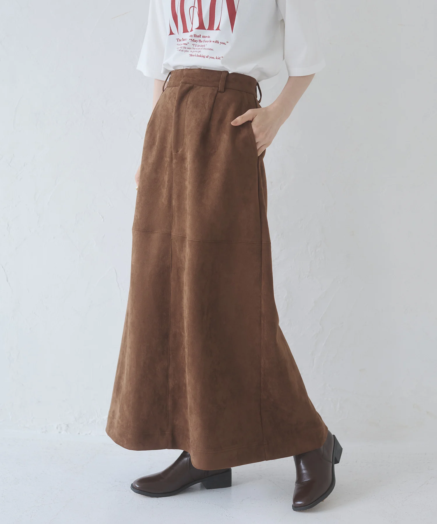 フェイクスウェード ロングスカート