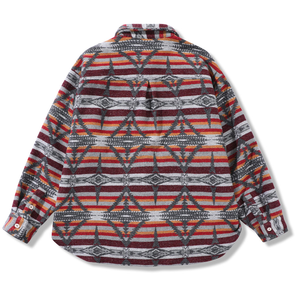 民族風ナバホ柄ジャカード長袖シャツ