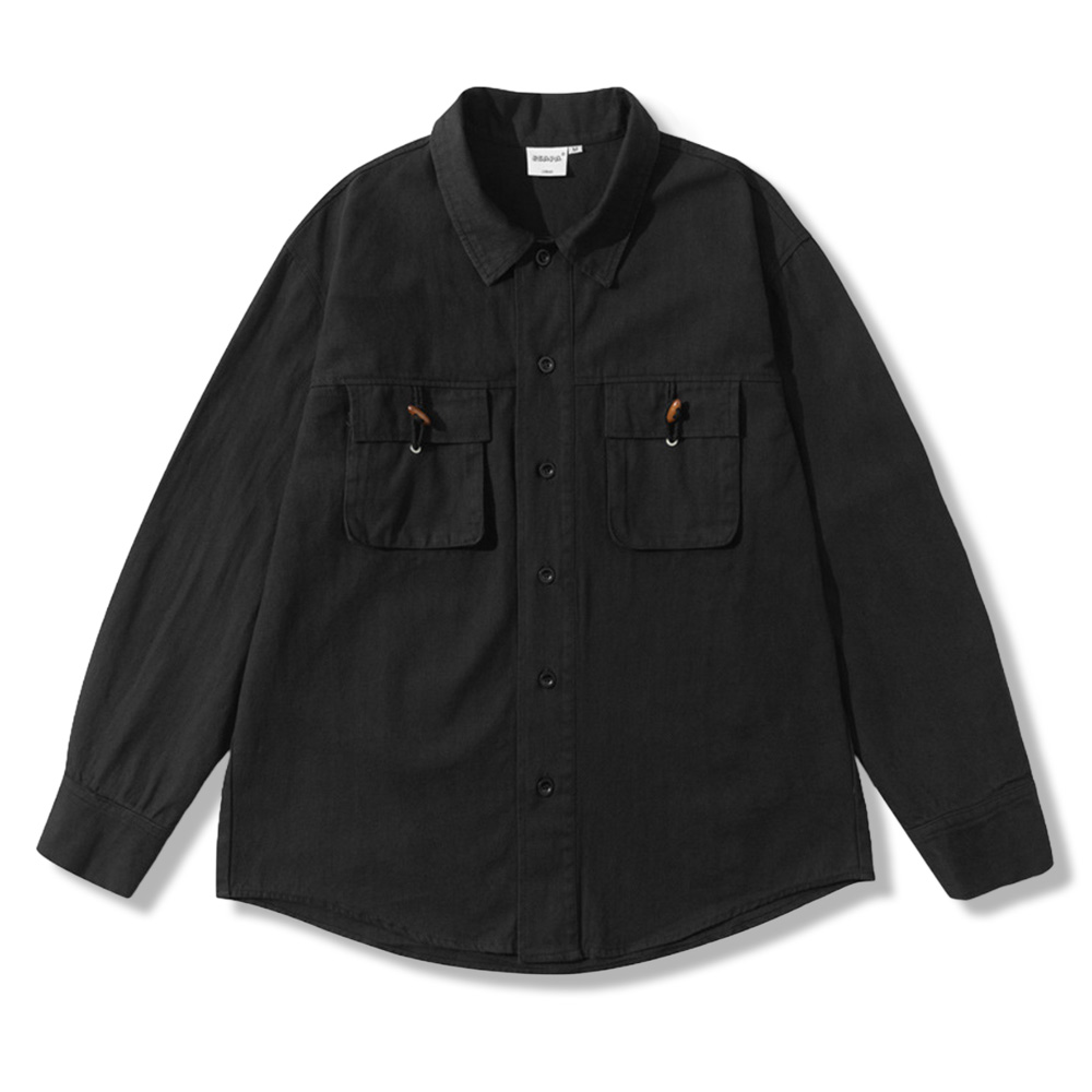 トグルボタン立体ポケット　 コットンワークシャツ