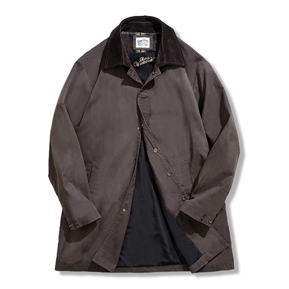 ブリティッシュスタイル　防水・防風ワックスロングコート