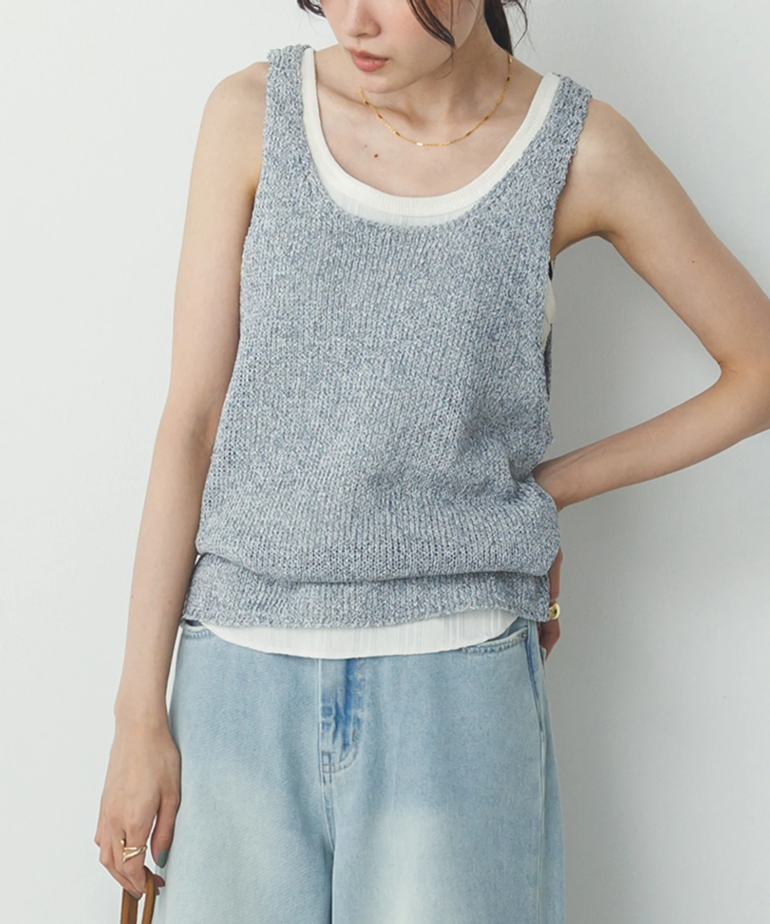 ペーパーヤーン オーバーニットタンク