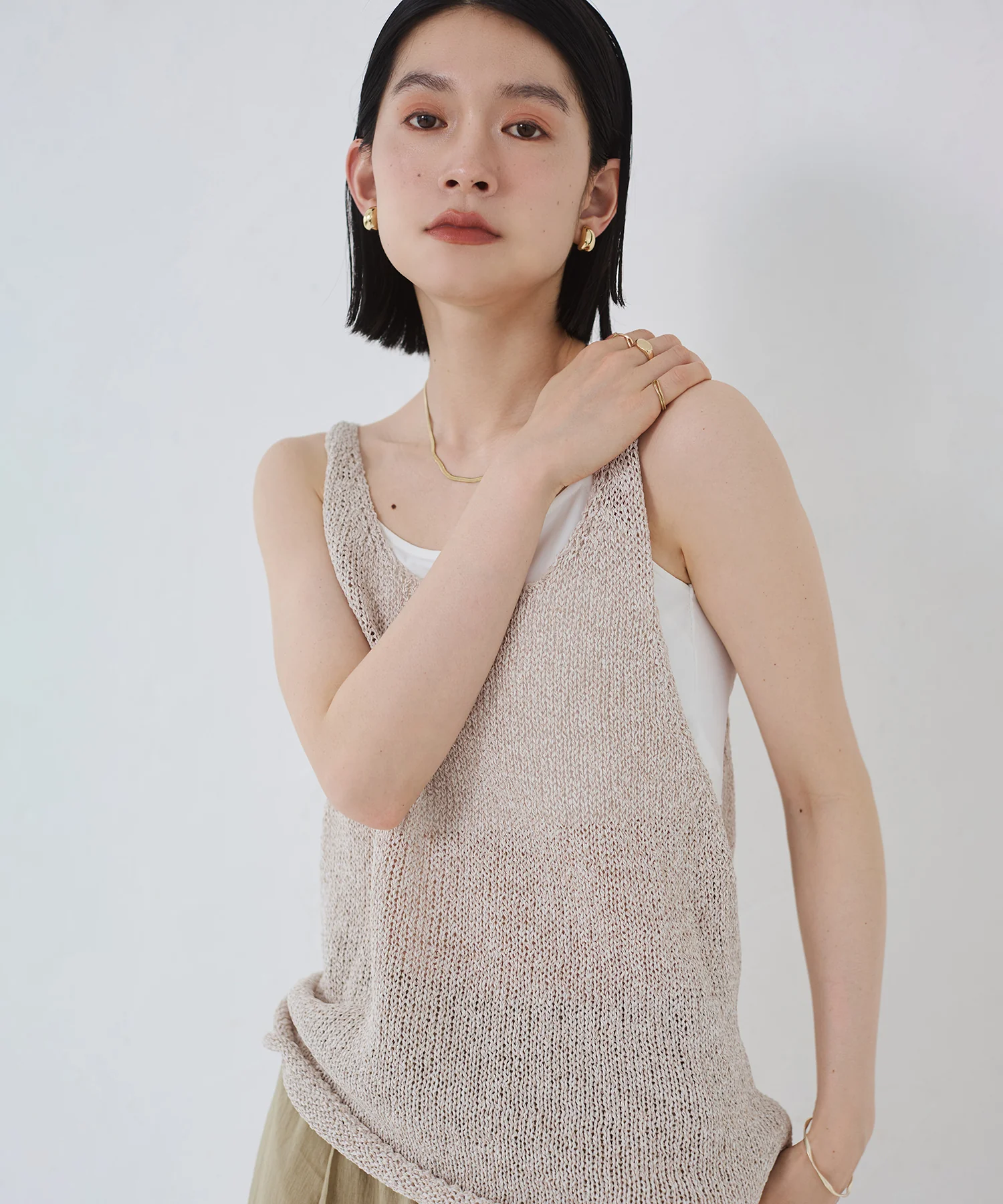 ペーパーヤーン オーバーニットタンク