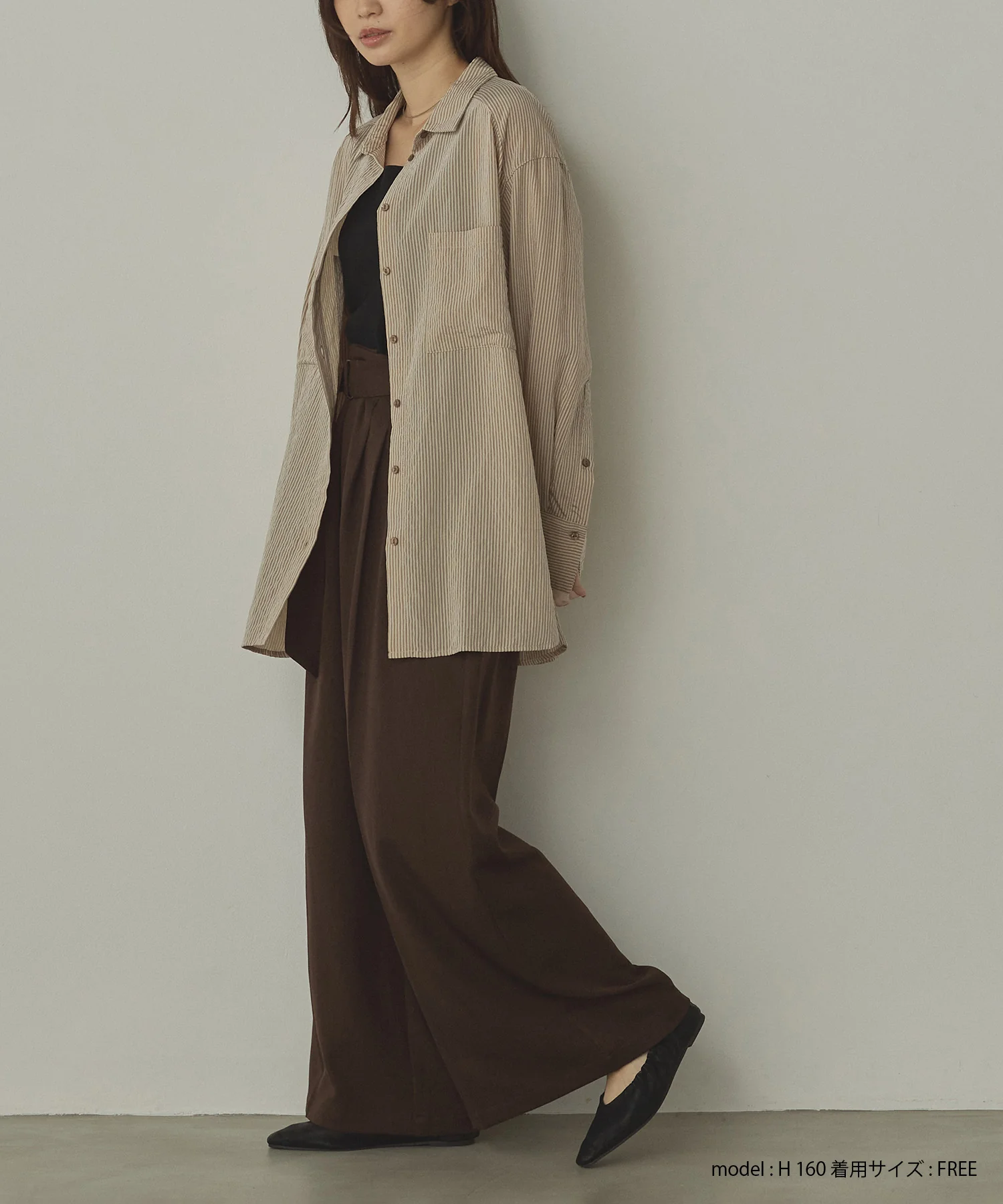 ツヤストライプ オーバーシャツ