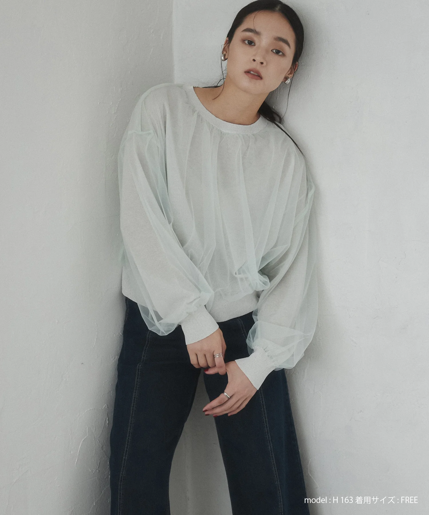 ラメニット チュールレイヤードトップス