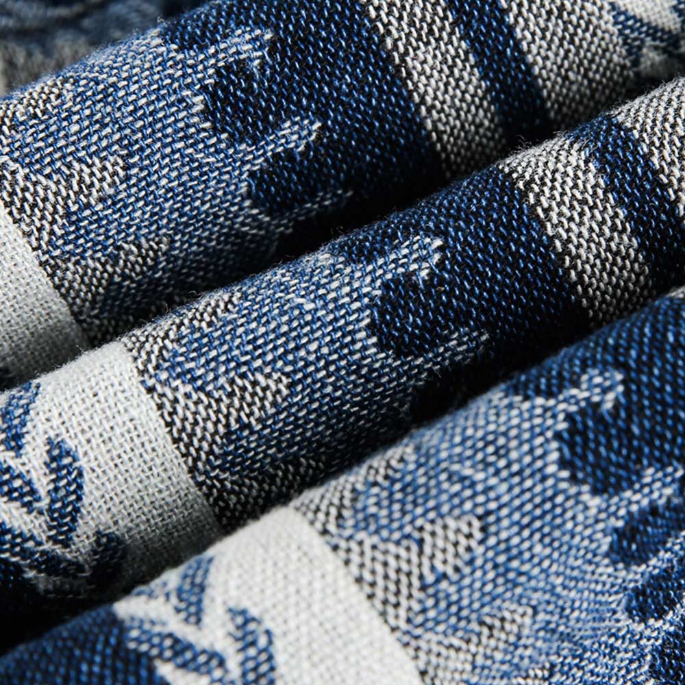 アメカジ　レトロ風編みストライプ長袖シャツ