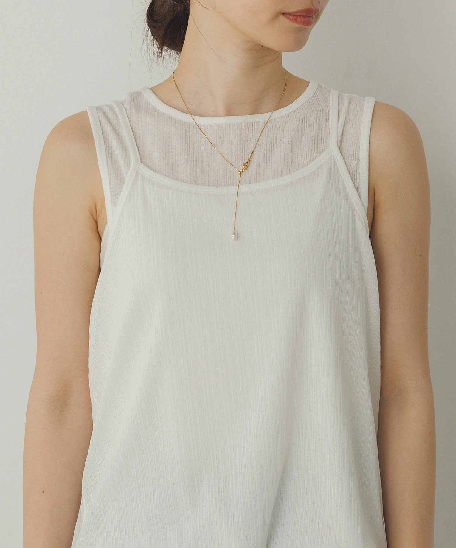 ランダムリブ シアータンクトップ