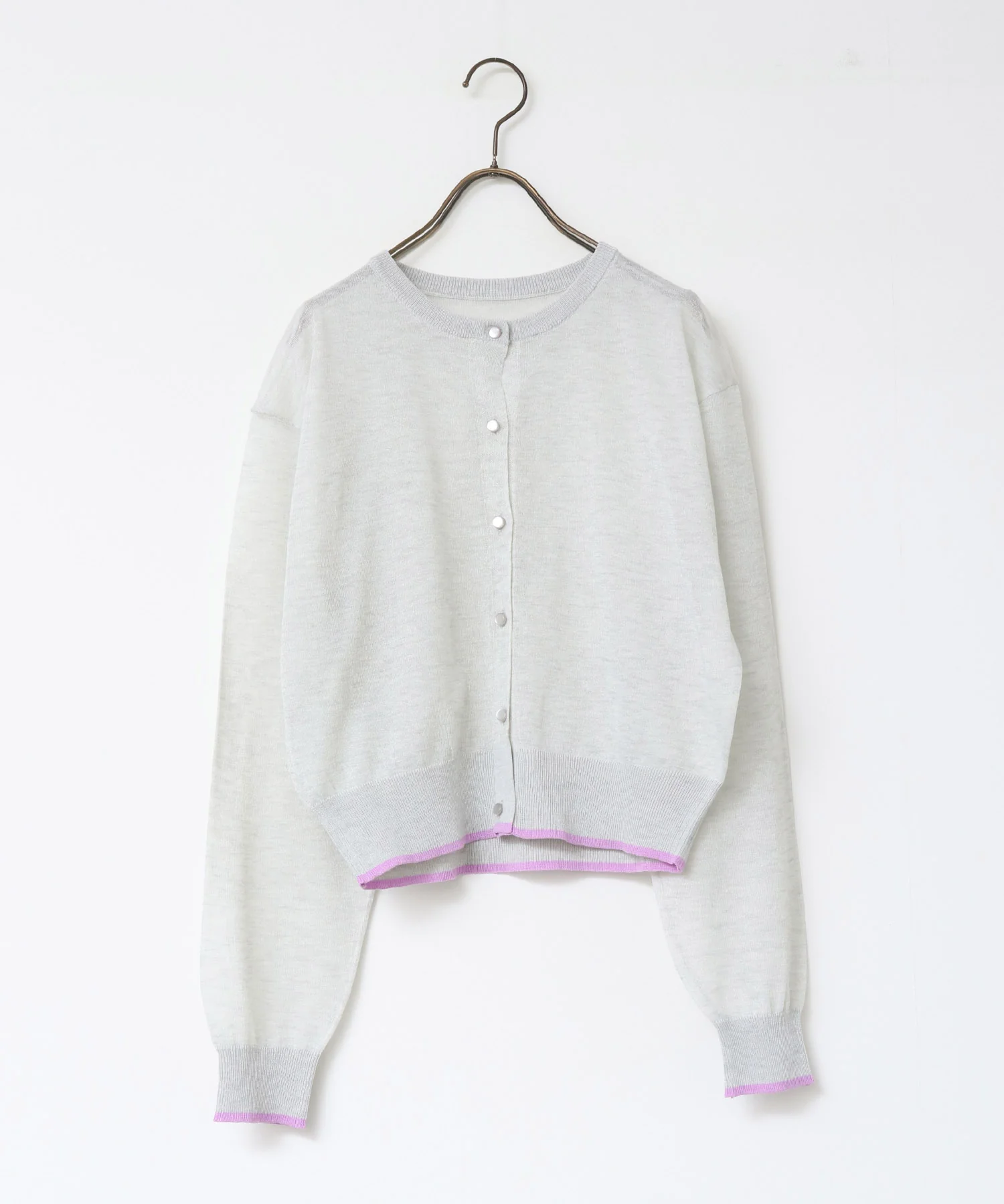 バイカラー シアーニットカーデ