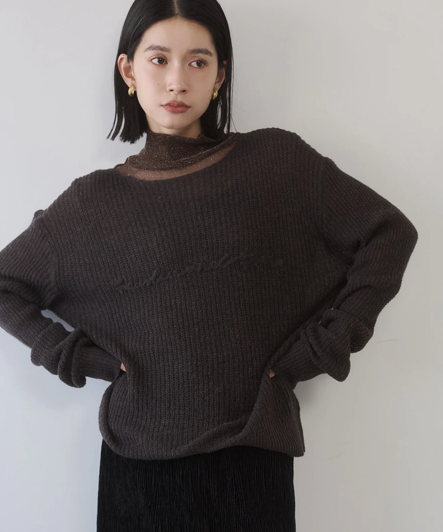 アルパカニット ロゴシアートップス