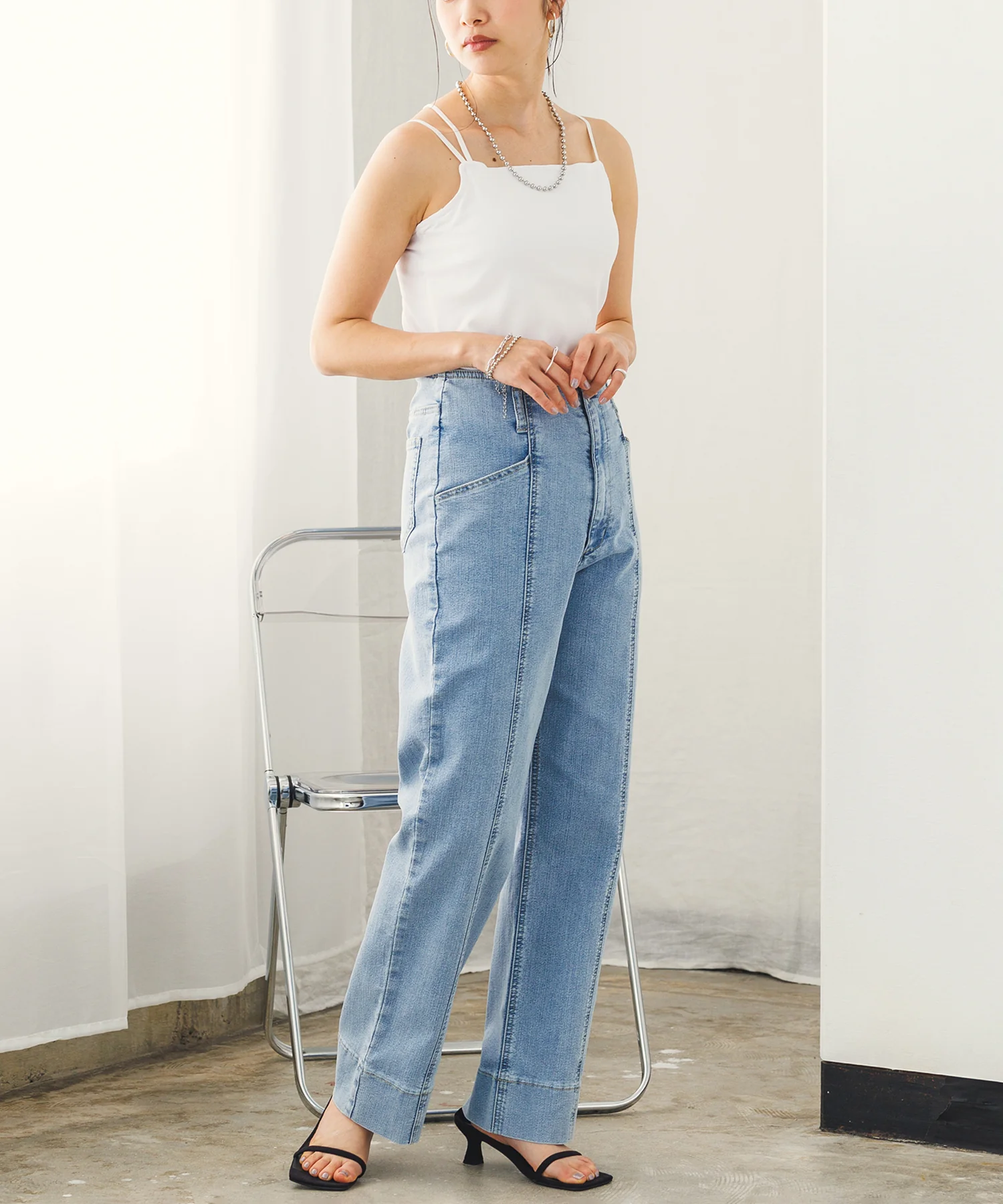 カップ付きアシメキャミソール