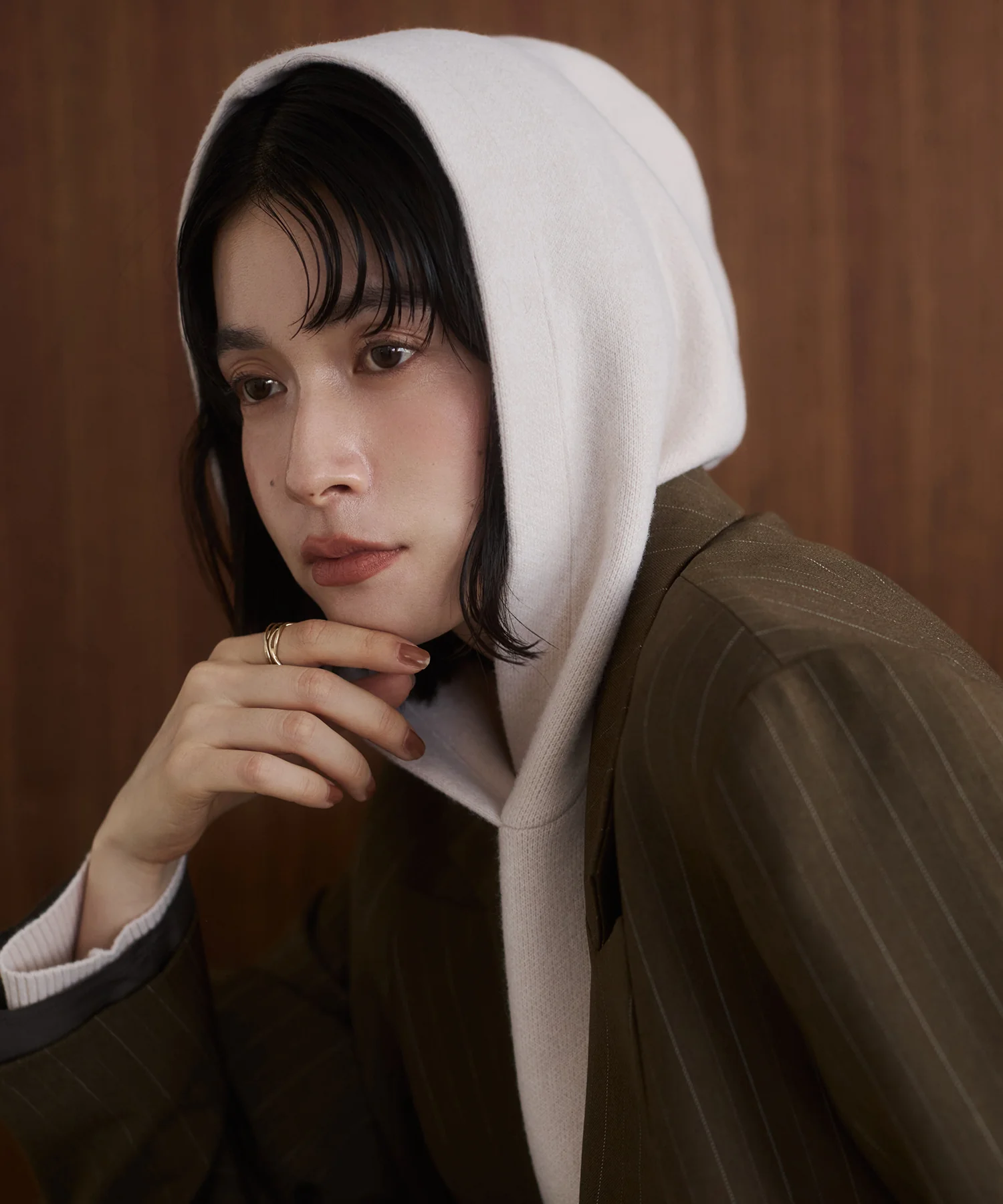 ニット フードパーカー