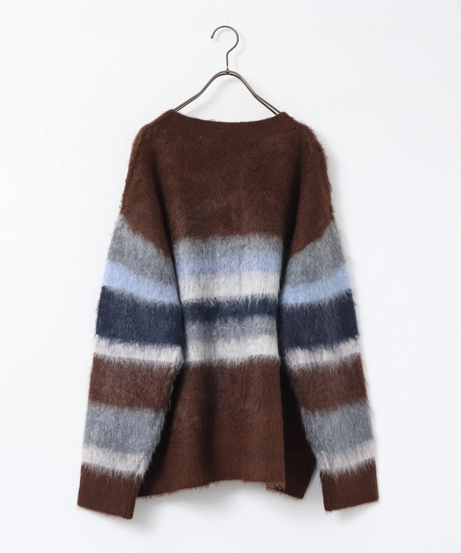 起毛シャギー ボーダーニットカーディガン