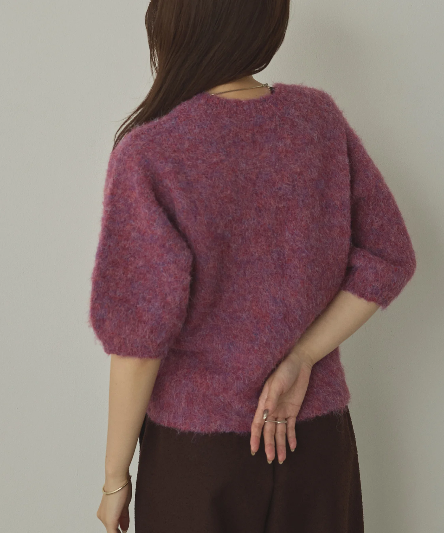 モヘアタッチ 半袖ニット