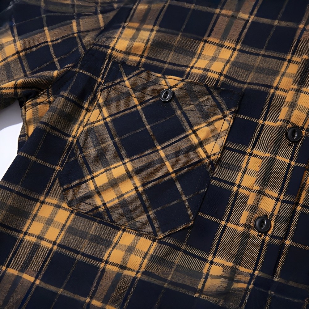 定番デザイン　ヘビーウェイトタータンチェック長袖シャツ