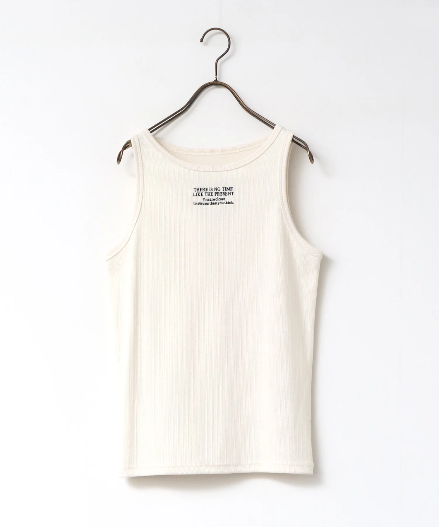 ロゴ刺繍 リブタンクトップ