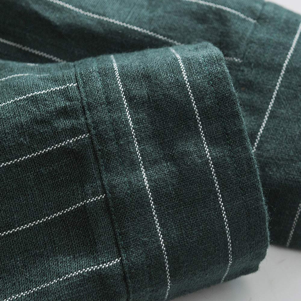 ビジネスカジュアル　ストライプコットンリネンシャツ長袖