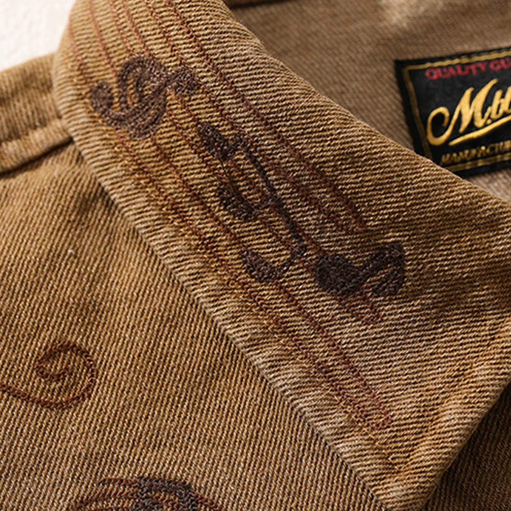 総刺繍　ブルースロックウエスタンシャツ