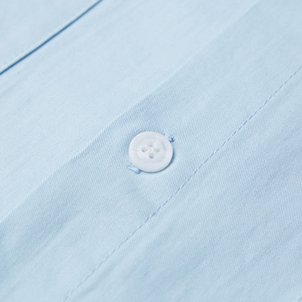 高密度ヘビーウェイト　裾赤ドローストリング付きコットン長袖シャツ