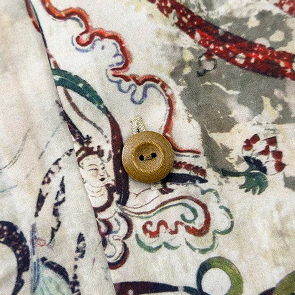 「敦煌飛天」柄リヨセル半袖アロハシャツ