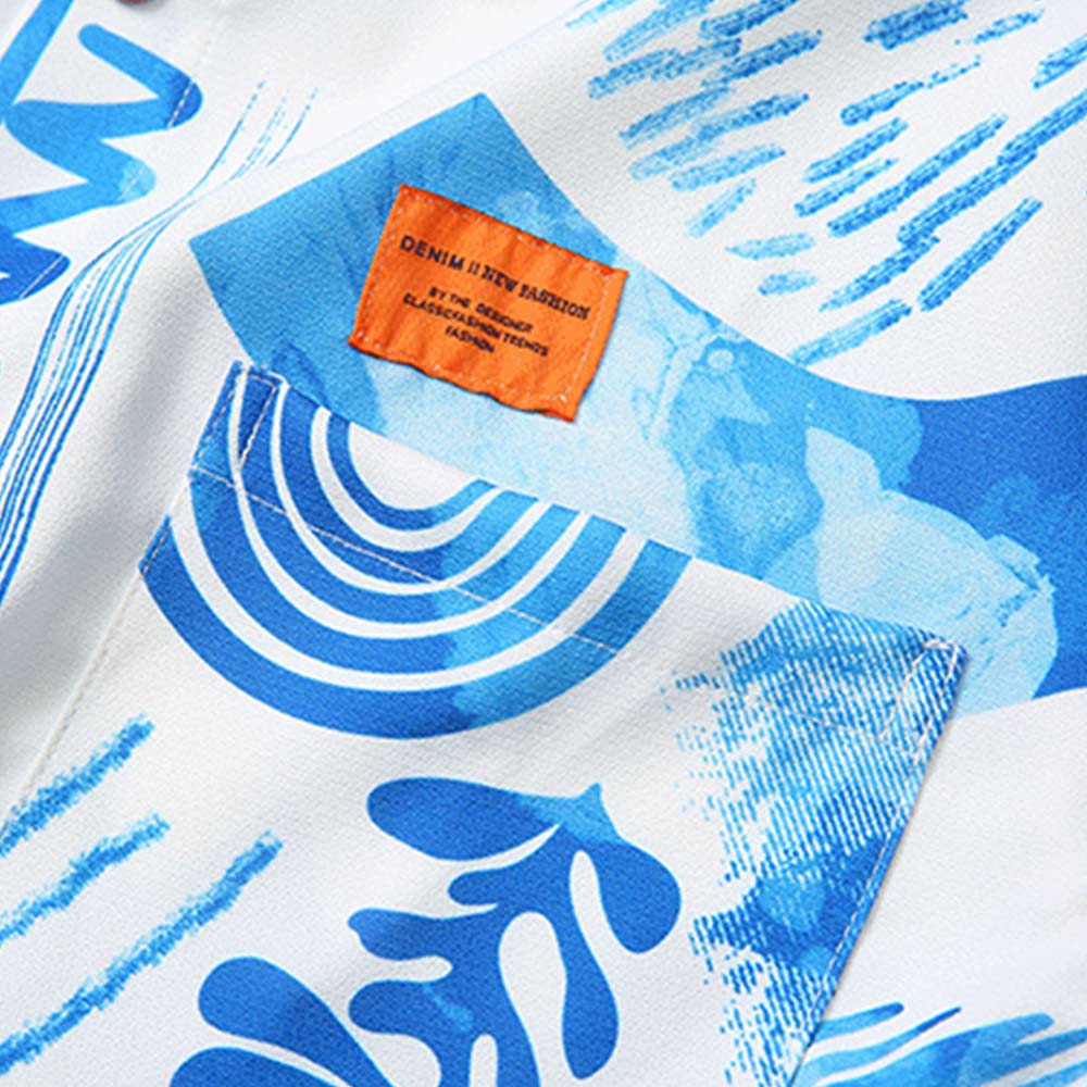 トロピカル抽象グラフィックプリント 開襟シャツ