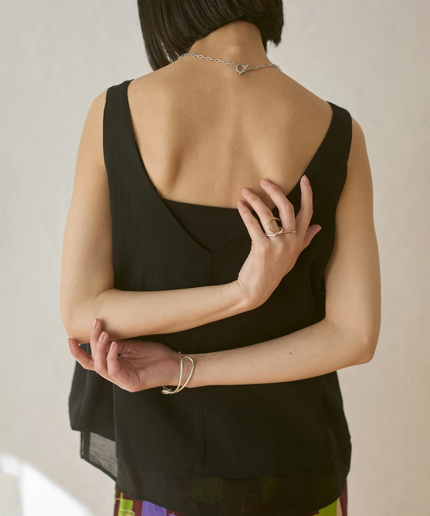 ワッシャーサテン ゆるタンクトップ