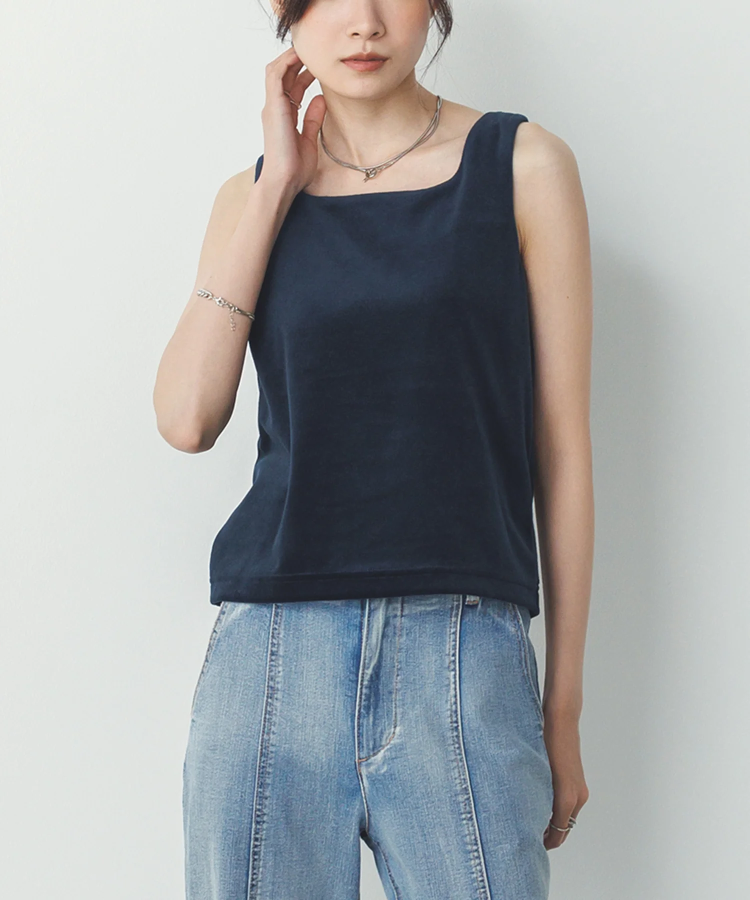 前後2WAY ベロア スクエアタンク