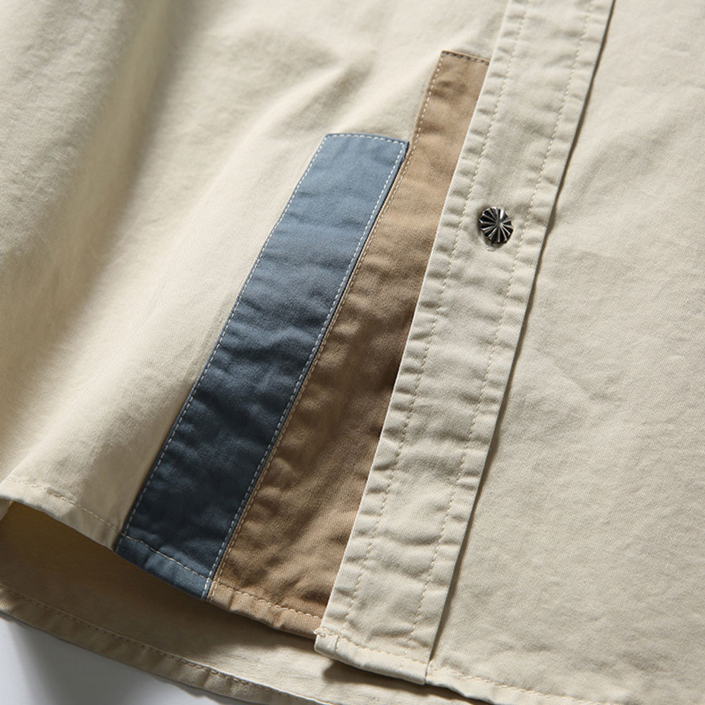 秋限定　アースカラー切り替えカジュアルシャツ