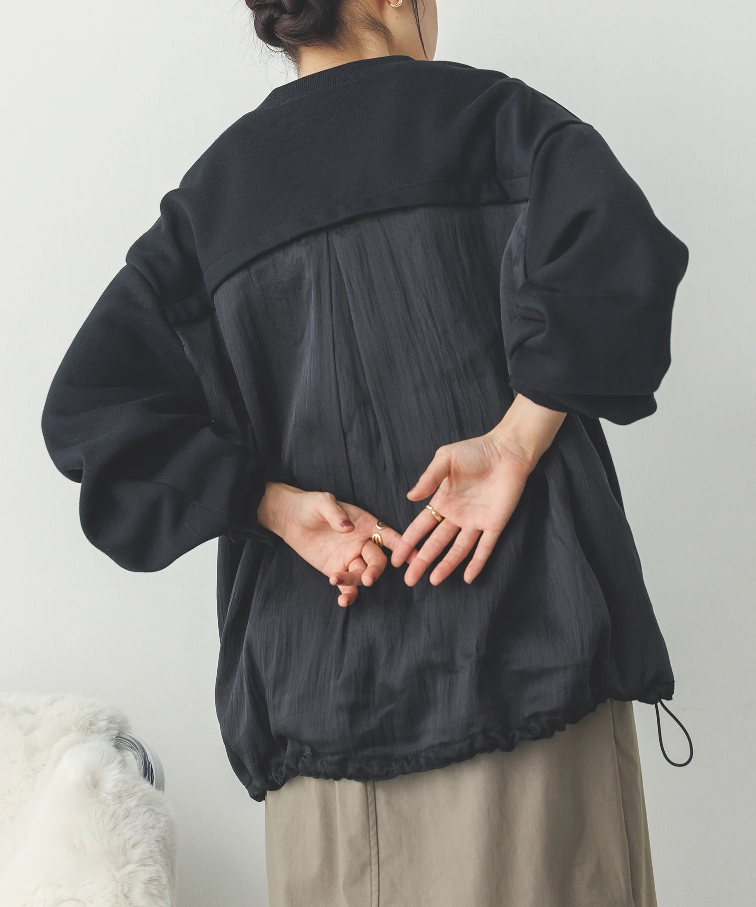 バックシアー 裏起毛バルーンスウェット