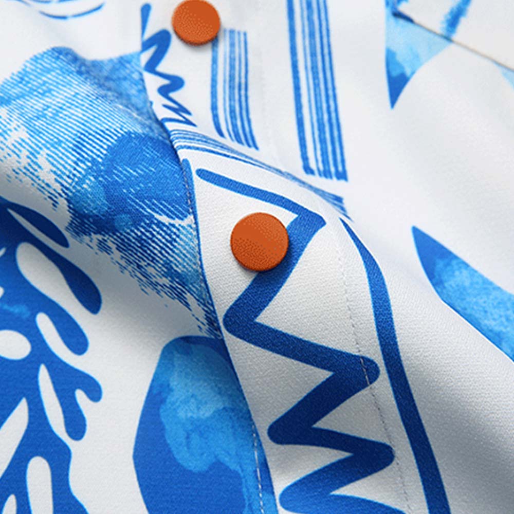 トロピカル抽象グラフィックプリント 開襟シャツ