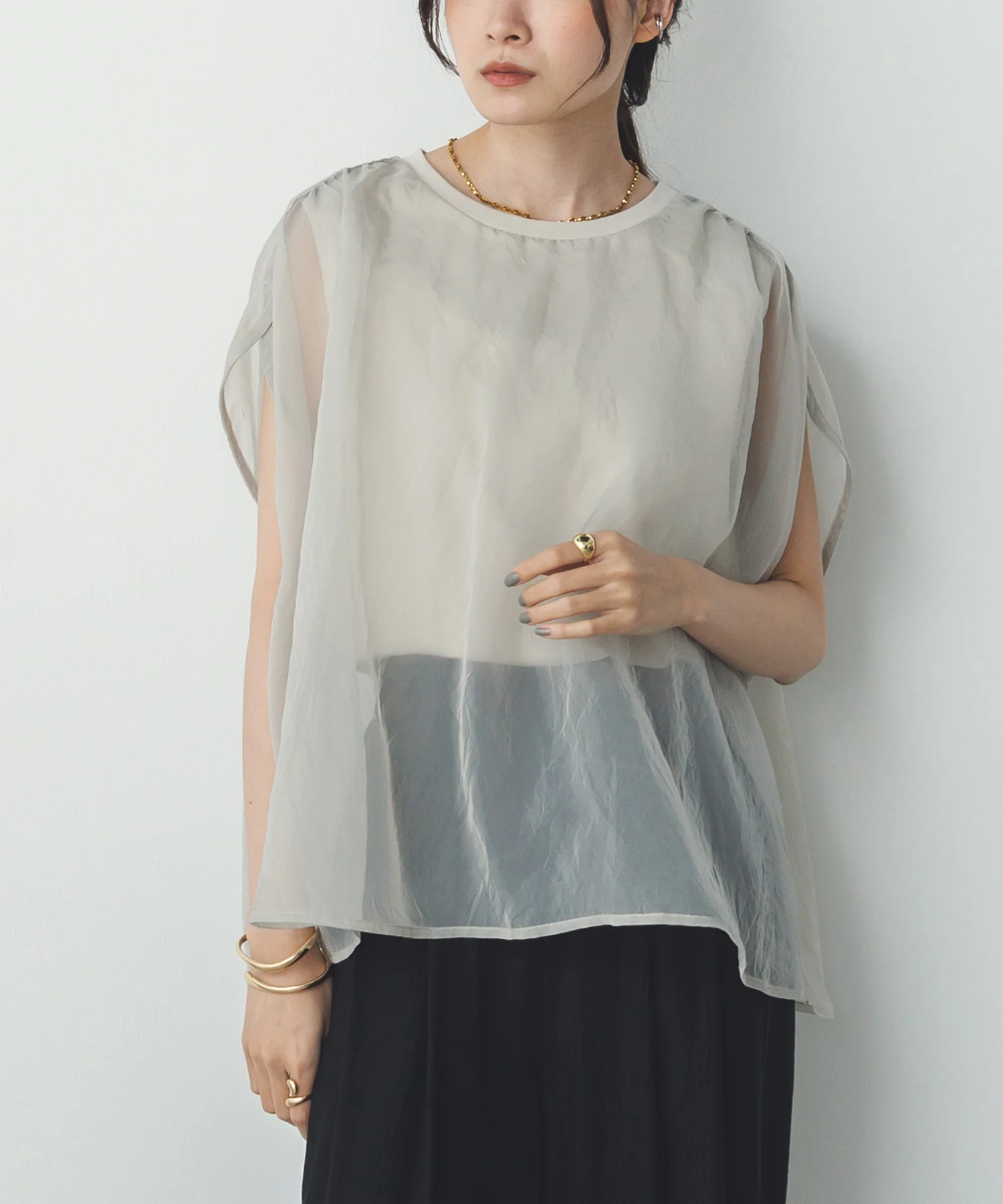 ニュアンス シアーレイヤードトップス