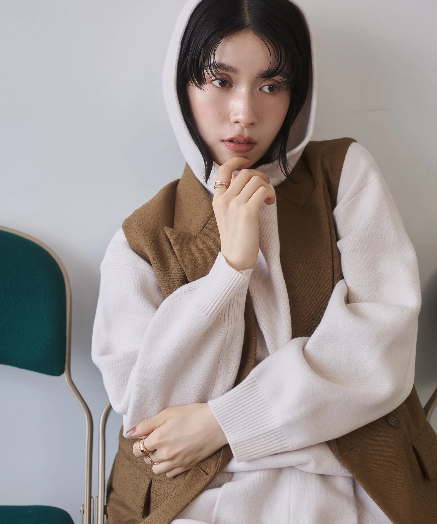 ニット フードパーカー