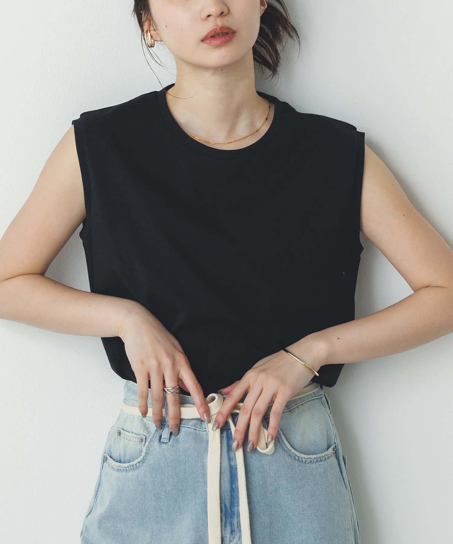 【新色追加】ベーシックノースリーブトップス