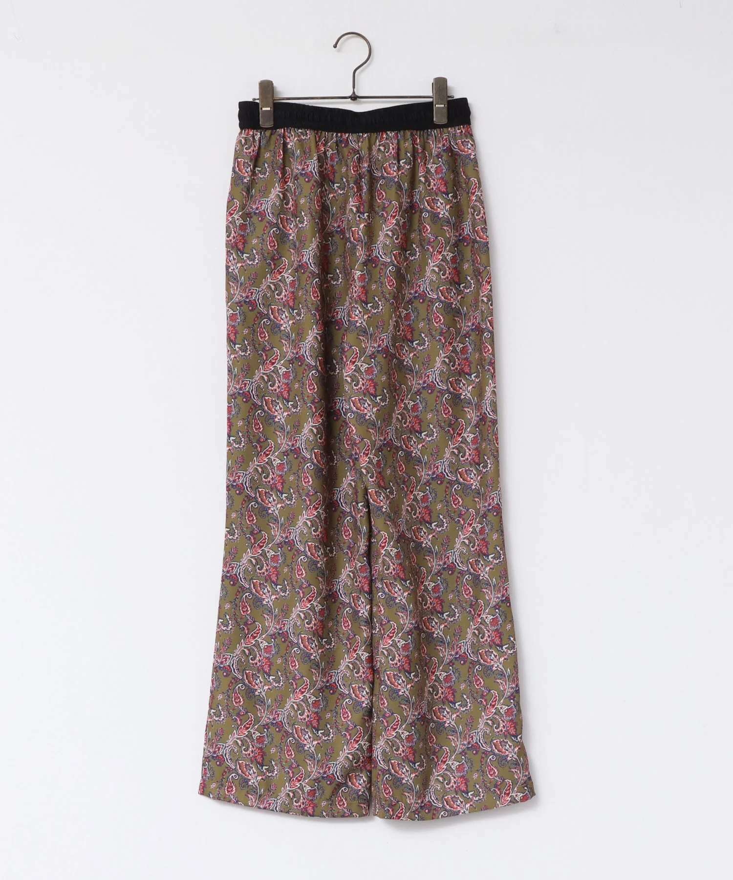 ペイズリー柄 タックギャザープリントパンツ