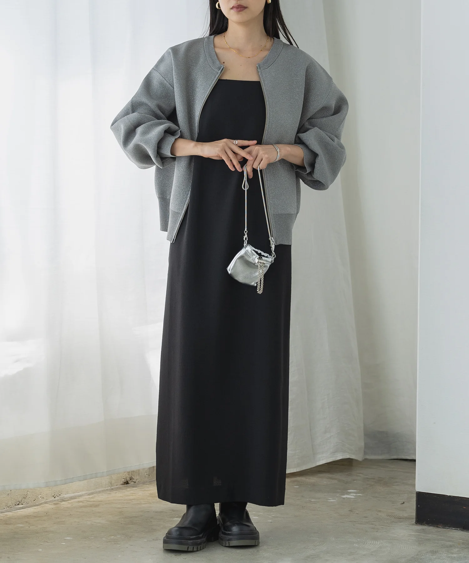 【WEB限定/別注】ジップショートカーディガン