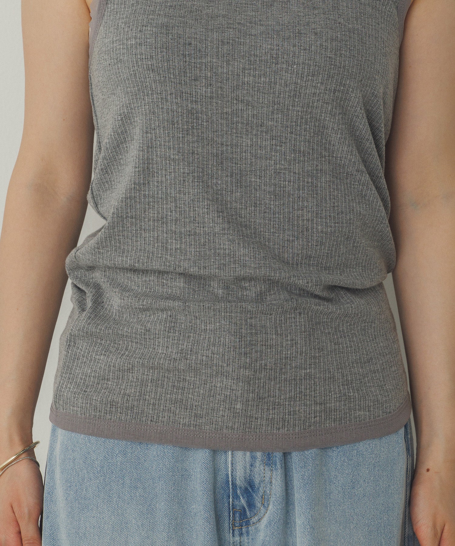 前後2WAY リブチュールタンクトップ