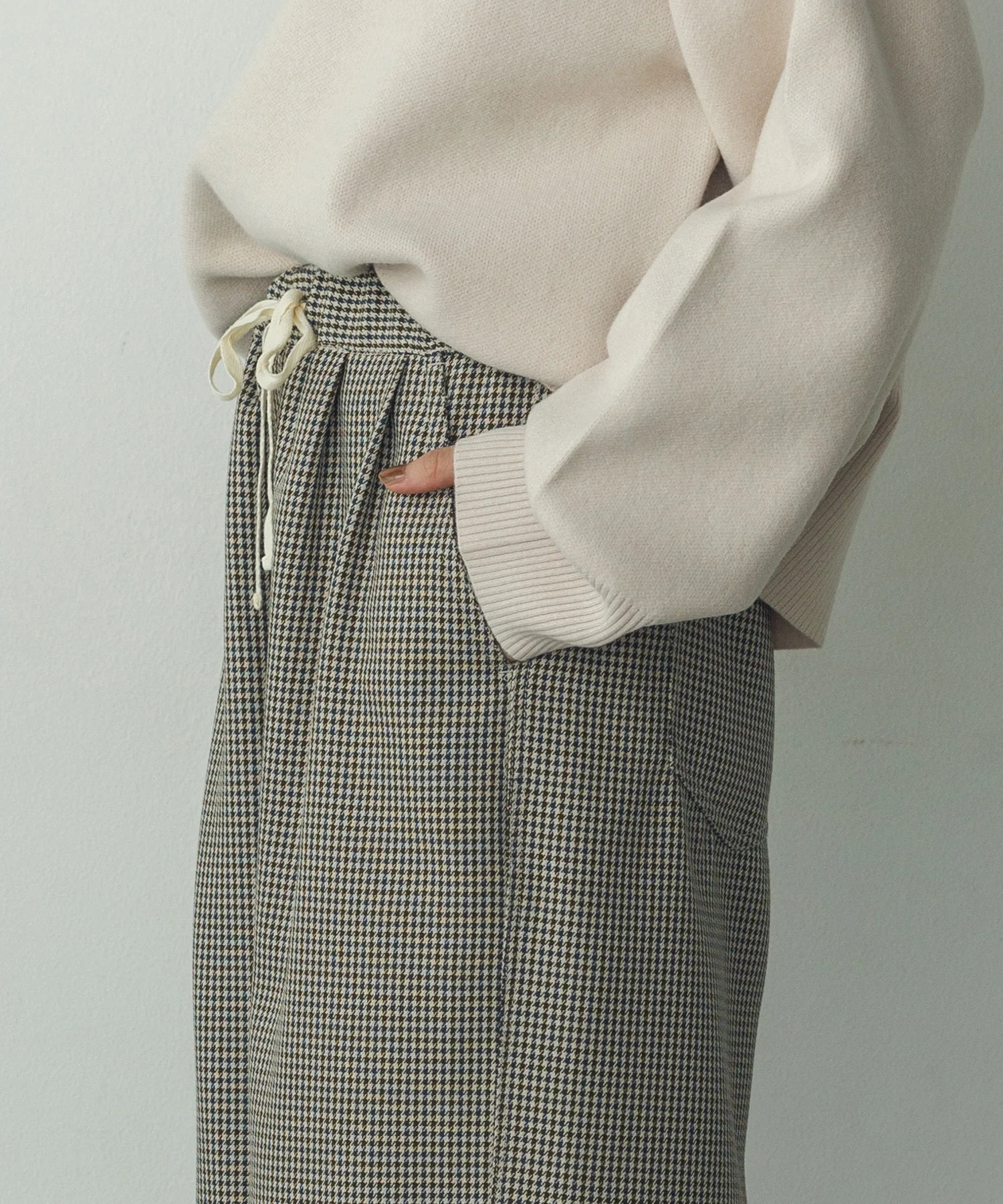 ハウンズトゥースチェック バギーイージーパンツ