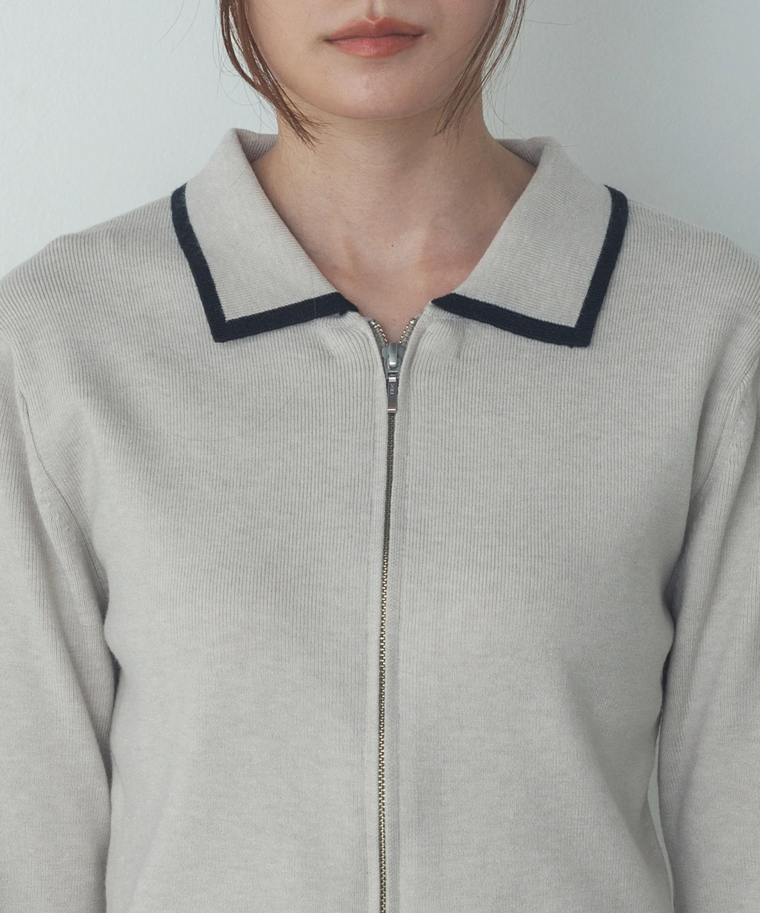 【静電気防止】やわもちヤーン Wジップポロニット