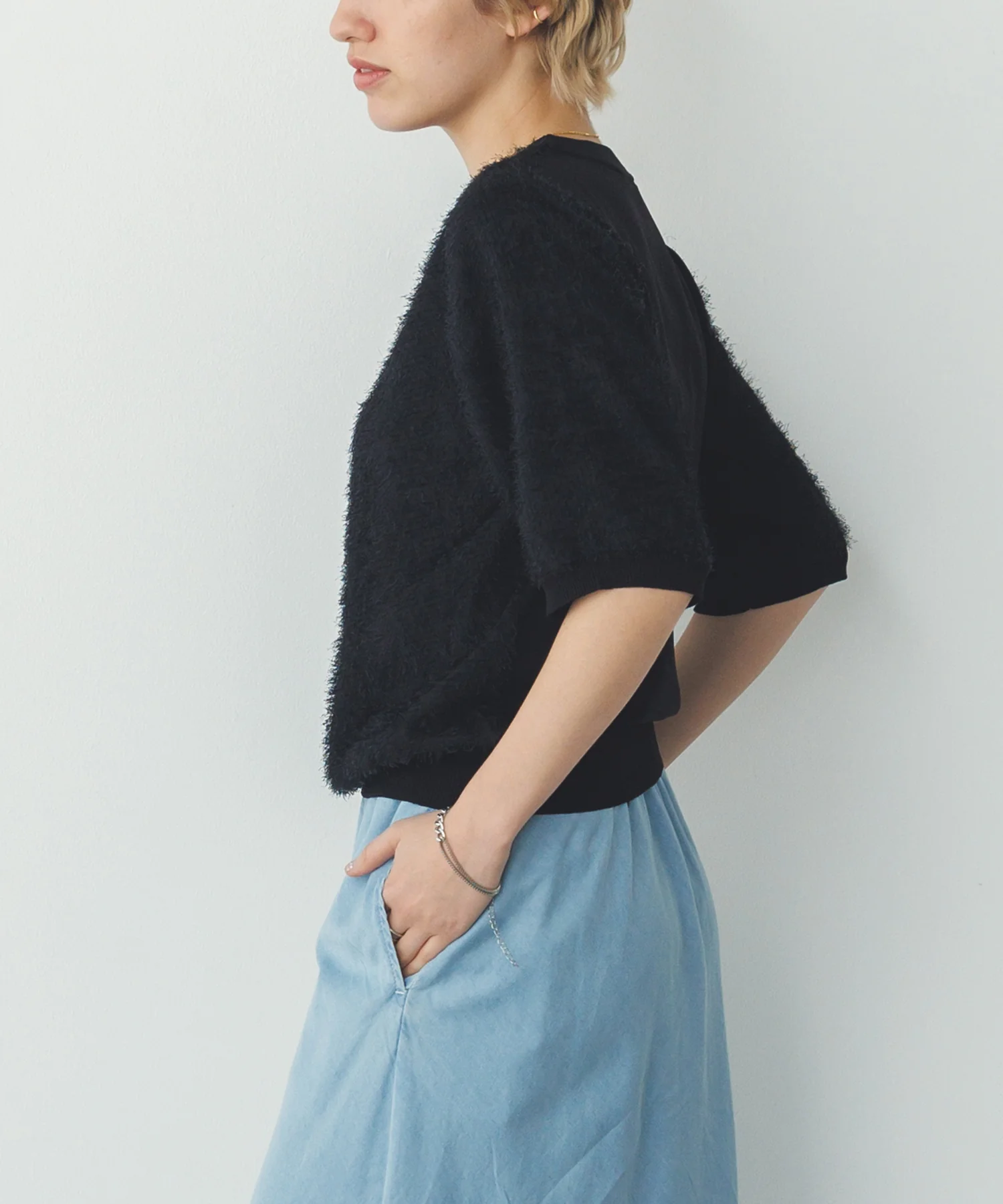 シアージャガード ハーフスリーブニット