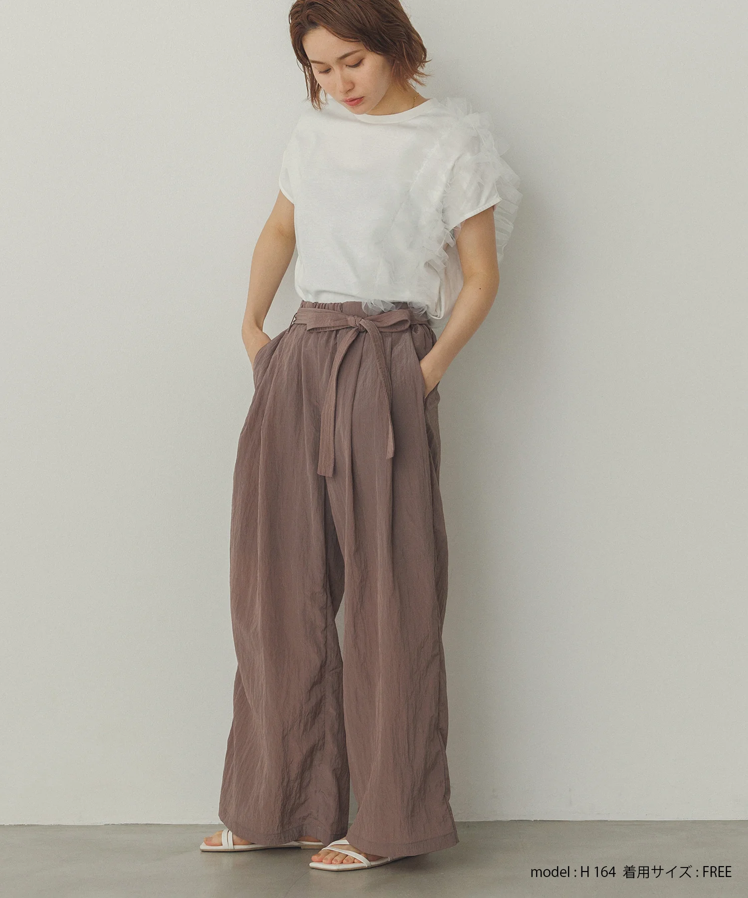 ワッシャー加工 ワイドストレートパンツ