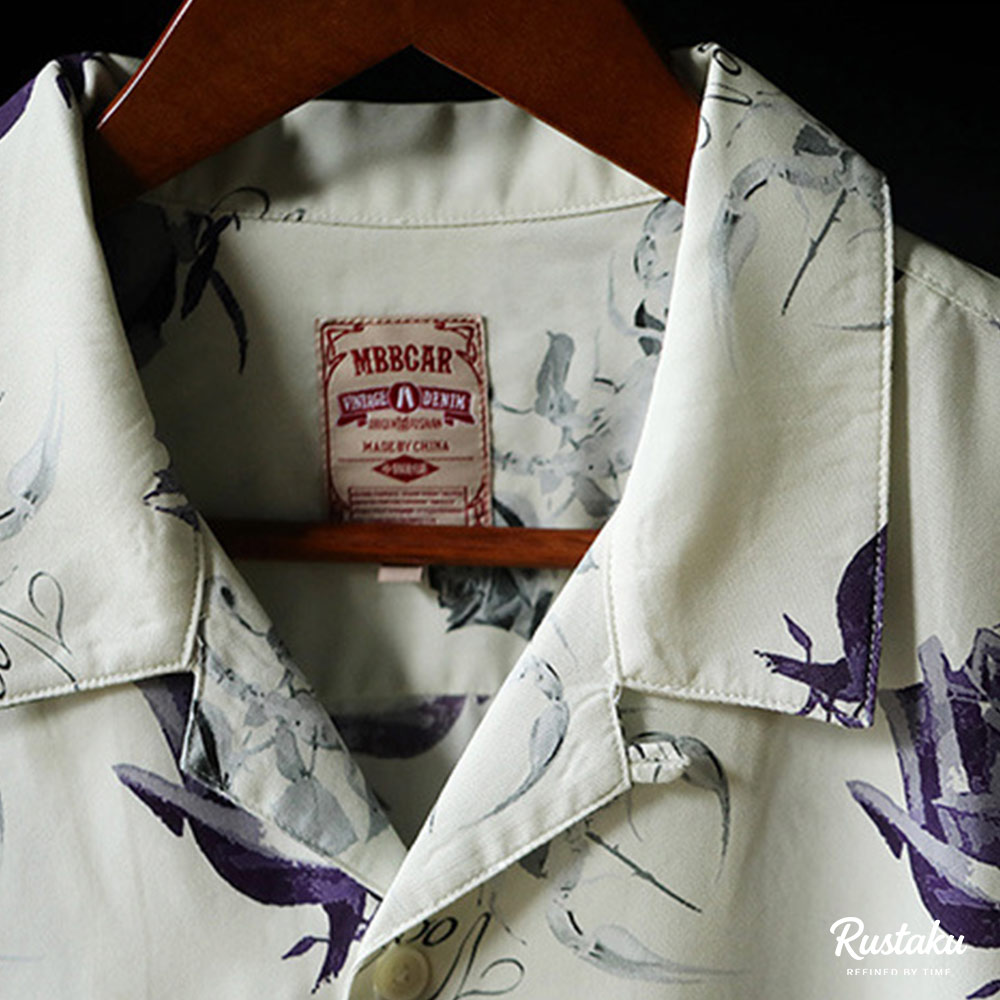 冷感リヨセル　サソリとバラの総柄アロハシャツ