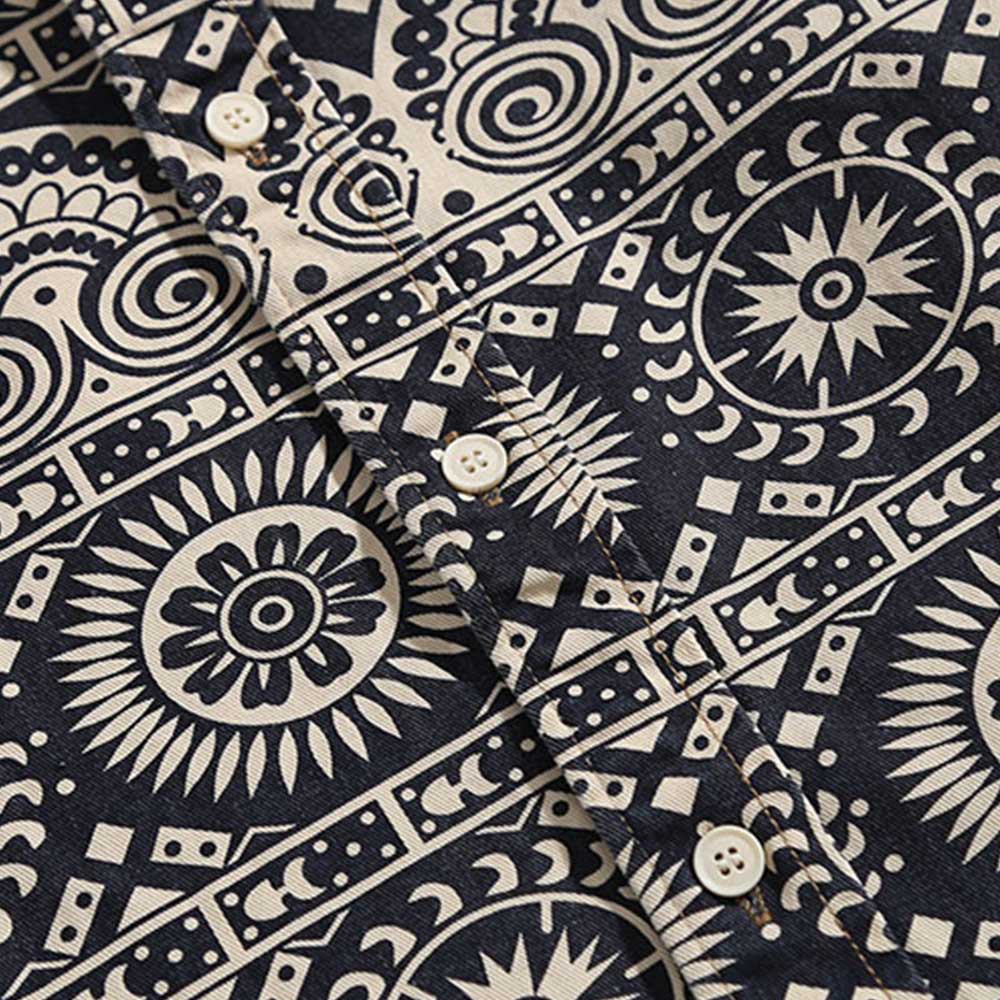 ペイズリーメダリオン 　総柄プリント長袖シャツ