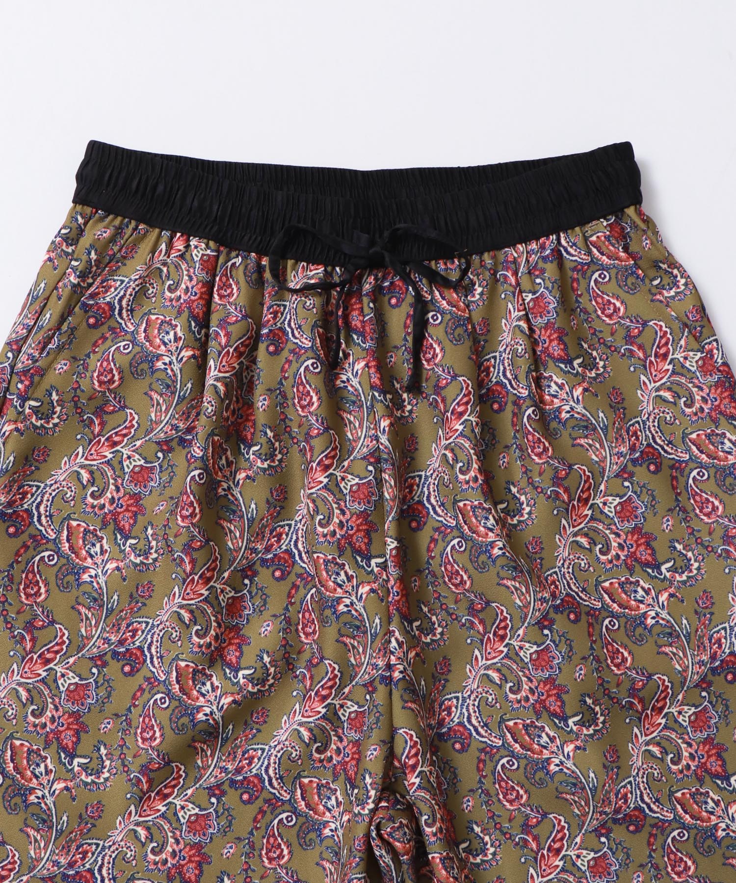 ペイズリー柄 タックギャザープリントパンツ