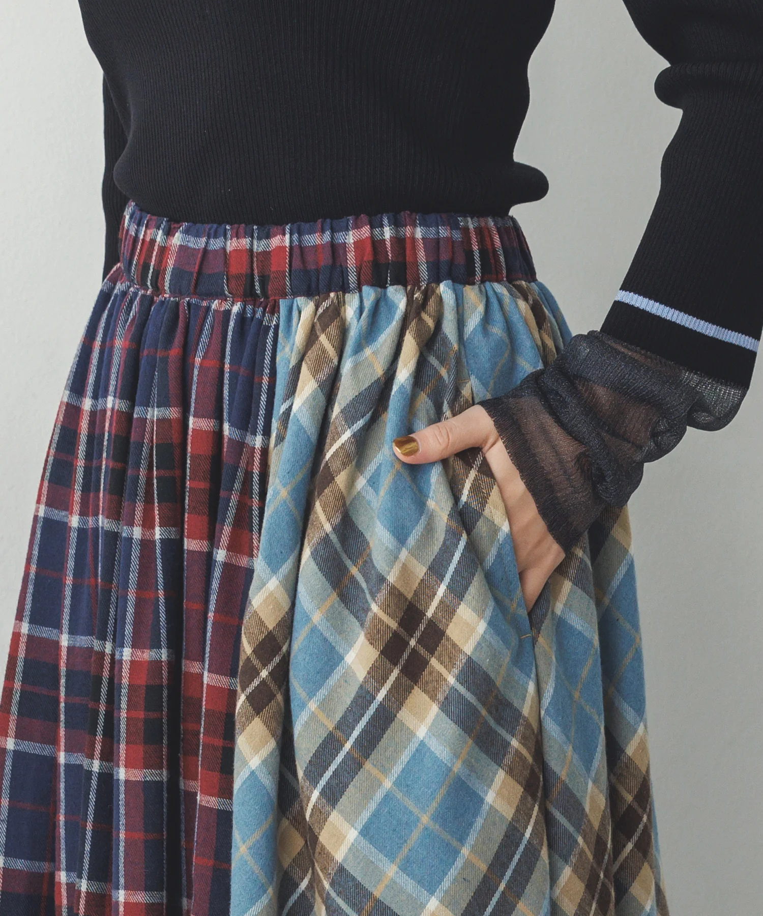 ネルチェックギャザースカート