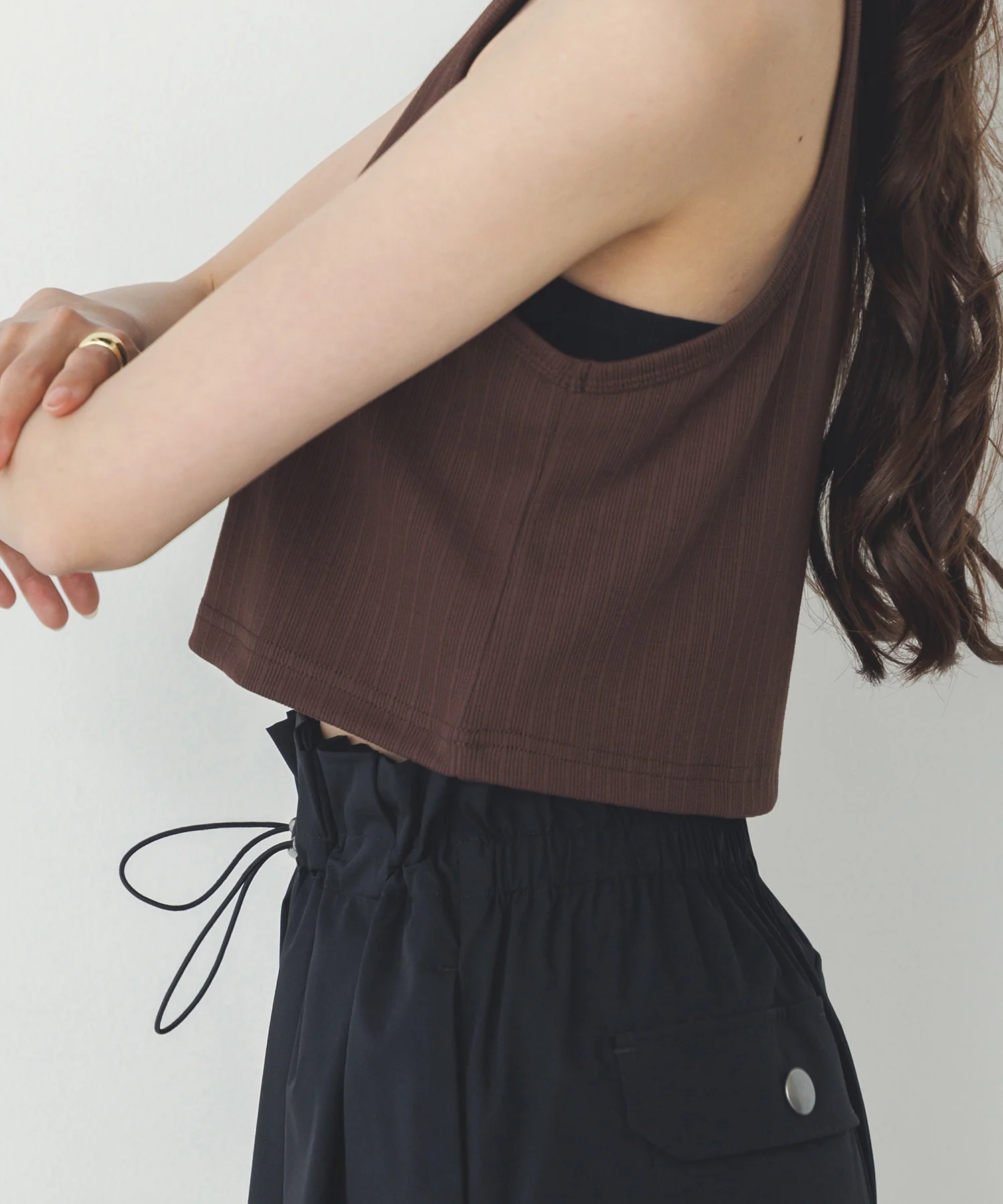 2枚重ね リブタンクトップ