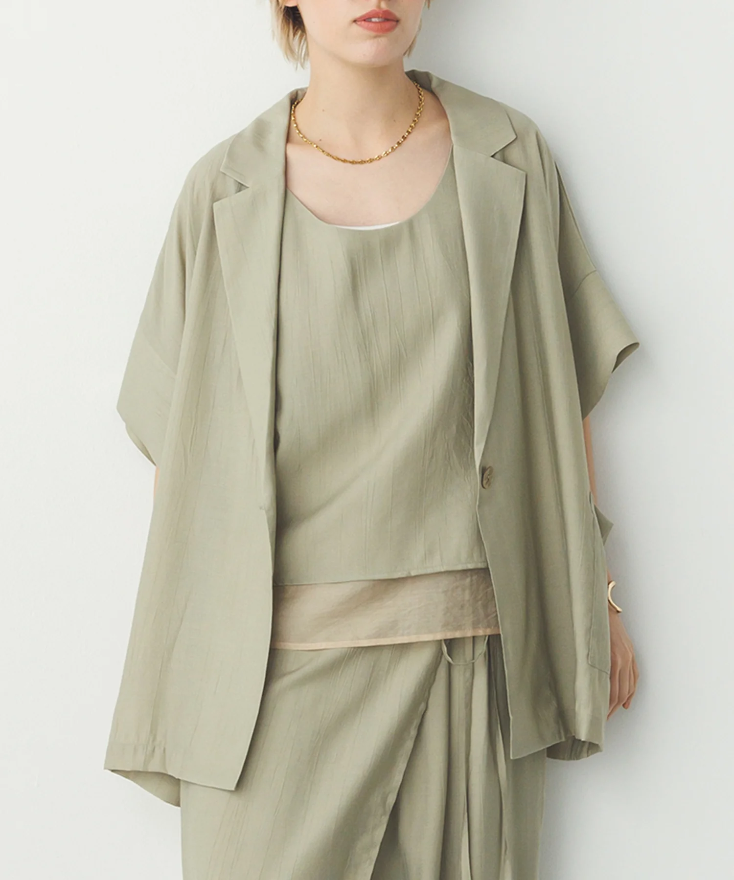 ワッシャーサテン シャツジャケット